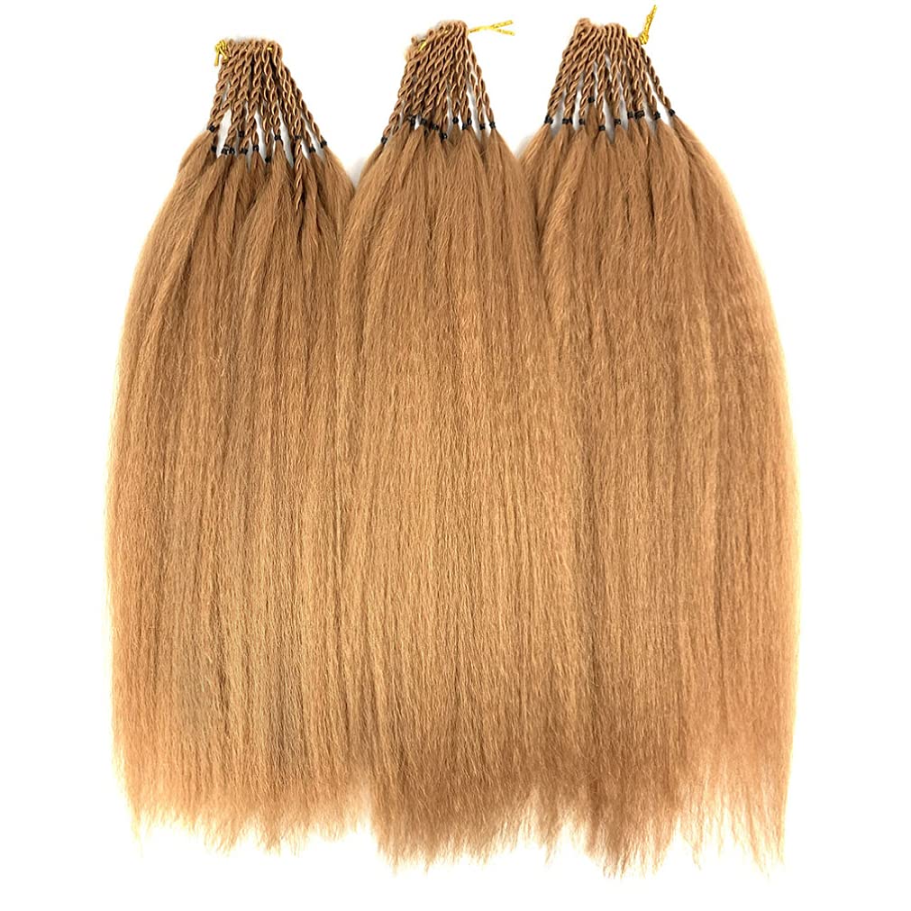 Allyreetress Synthetic Kinky Straight Crochet Braid Hair with Adjustable Pre-looped Yaki straight Crochet Braiding Hair Extension  6 Packs 20 Inches 96 Roots (27#)